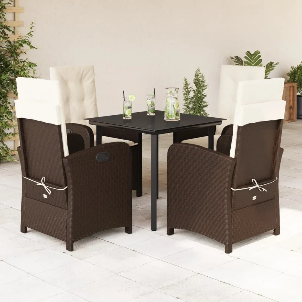 vidaXL Set da Pranzo da Giardino 5pz con Cuscini in Polyrattan Marrone