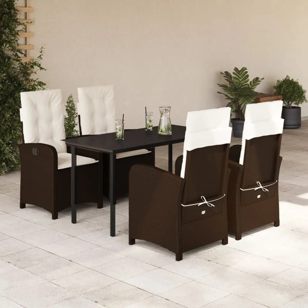 vidaXL Set da Pranzo da Giardino 5pz con Cuscini in Polyrattan Marrone