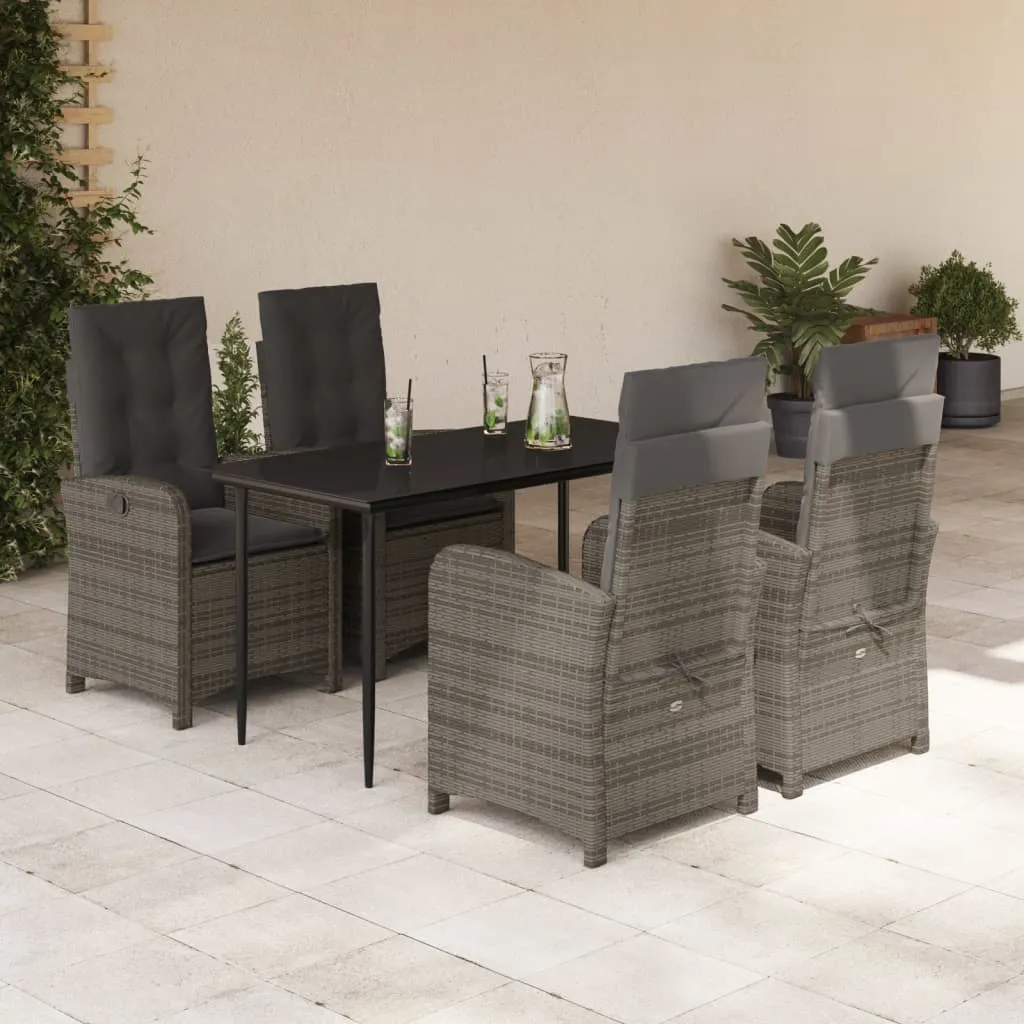 vidaXL Set da Pranzo da Giardino 5 pz con Cuscini in Polyrattan Grigio