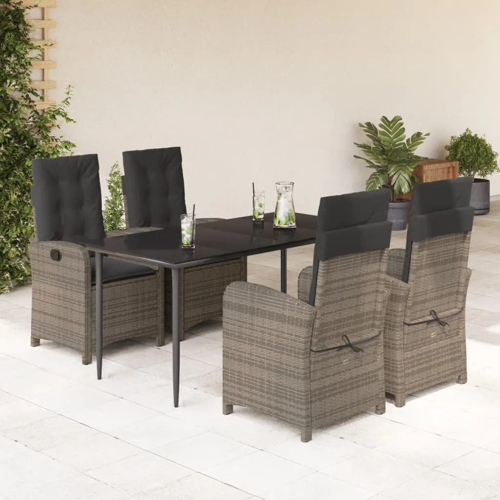 vidaXL Set da Pranzo da Giardino 5 pz con Cuscini in Polyrattan Grigio