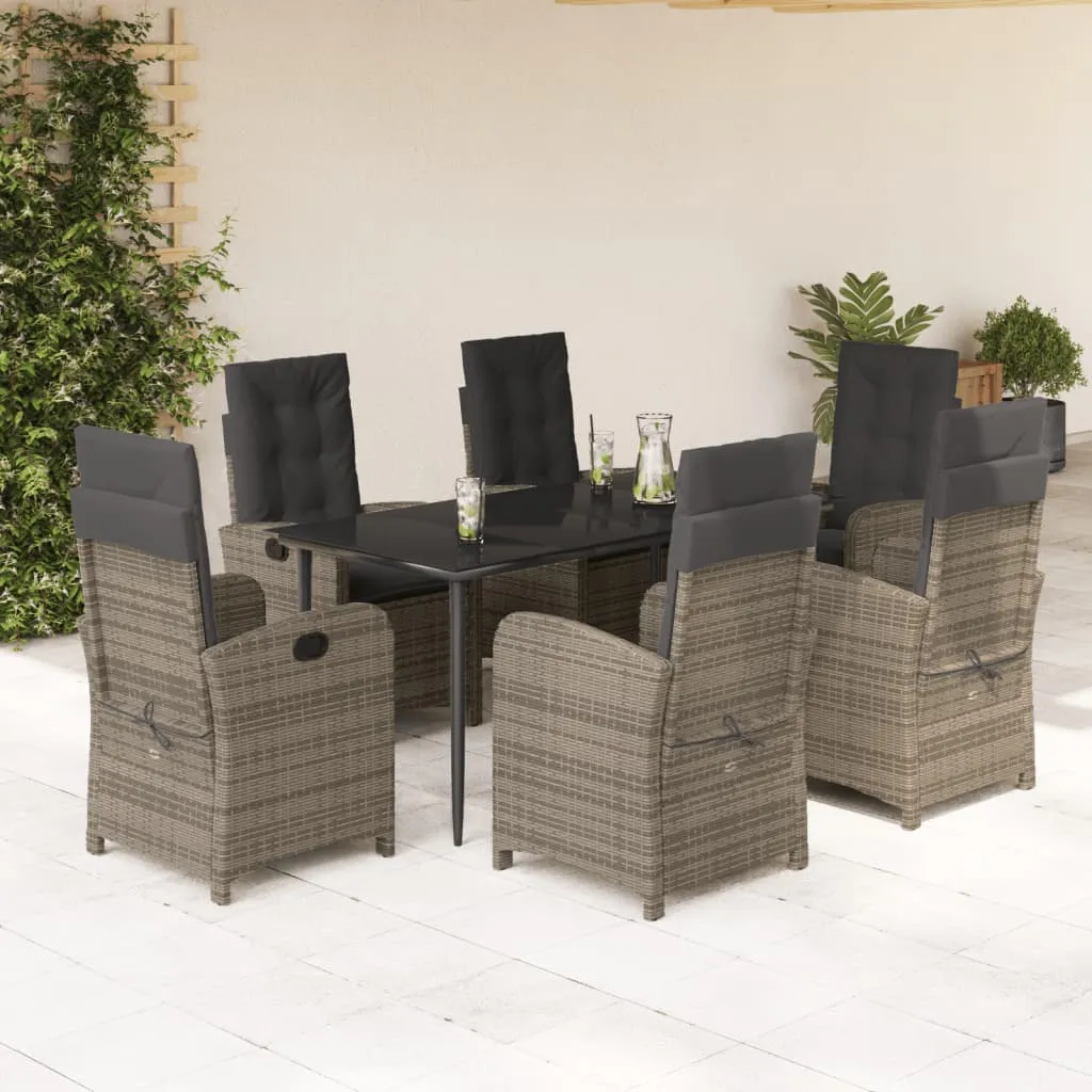 vidaXL Set da Pranzo da Giardino 7 pz con Cuscini in Polyrattan Grigio