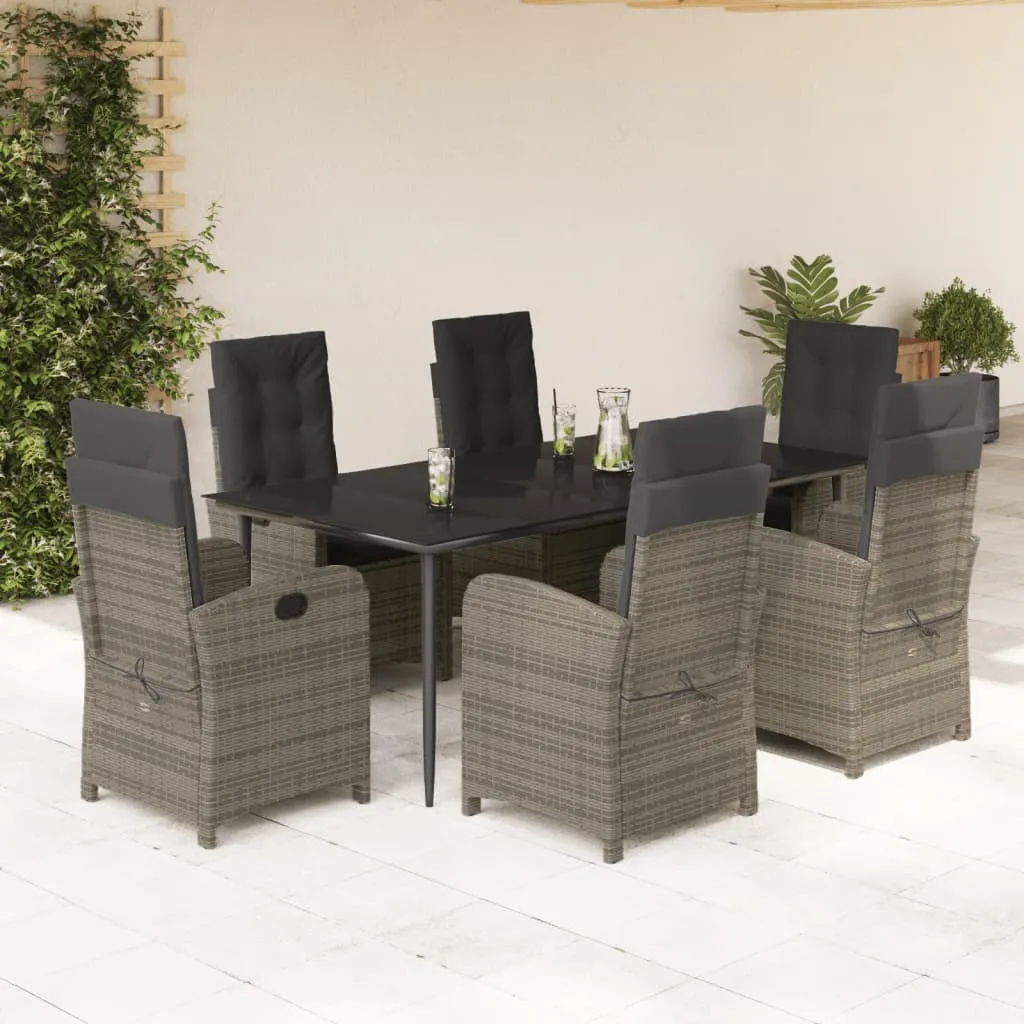 vidaXL Set da Pranzo da Giardino 7 pz con Cuscini in Polyrattan Grigio