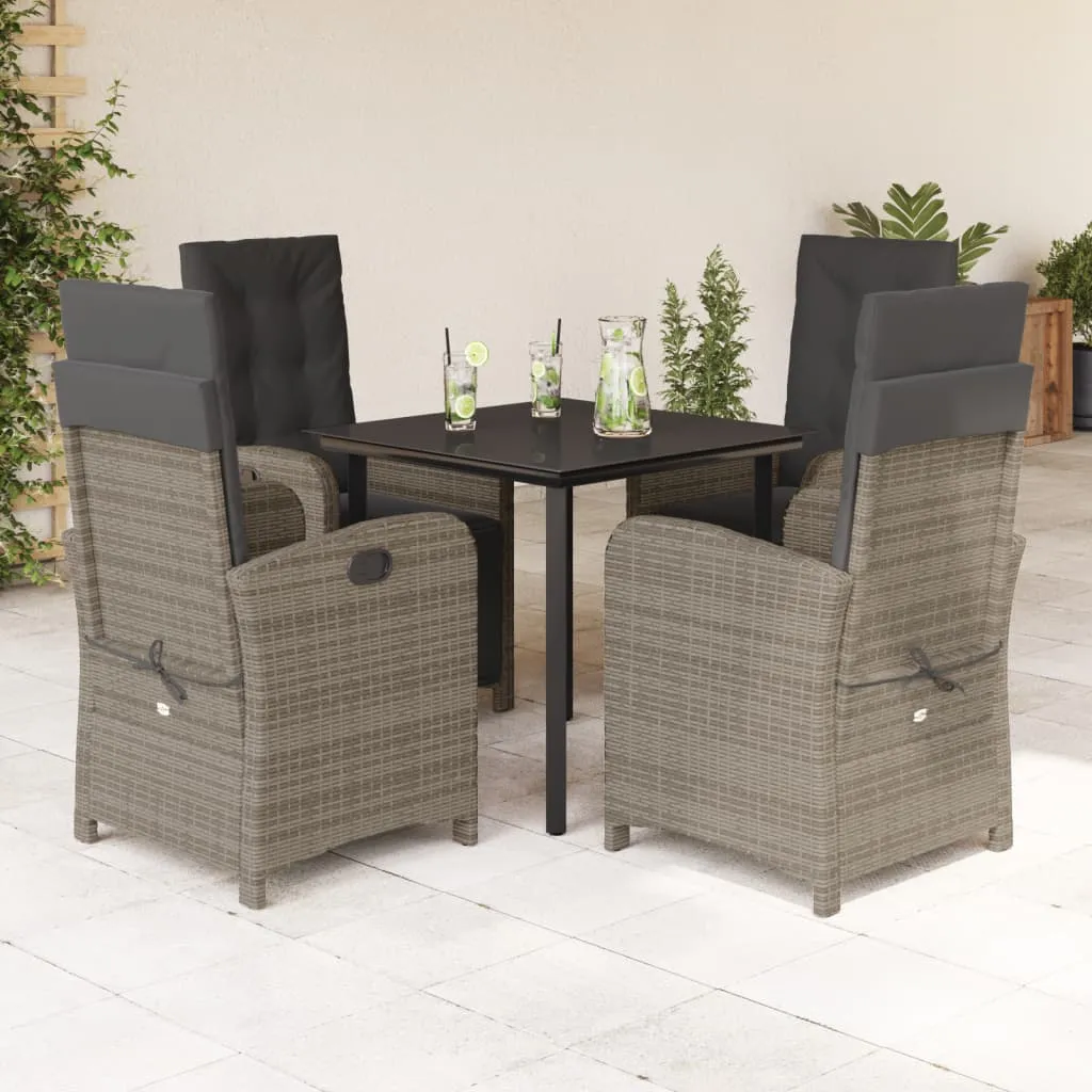 vidaXL Set da Pranzo da Giardino 5 pz con Cuscini in Polyrattan Grigio