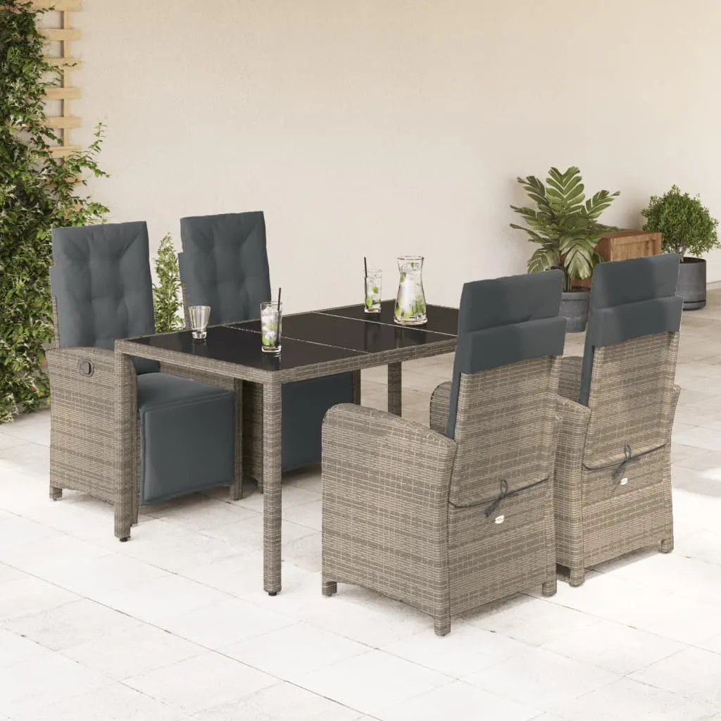 vidaXL Set da Pranzo da Giardino 5 pz con Cuscini in Polyrattan Grigio