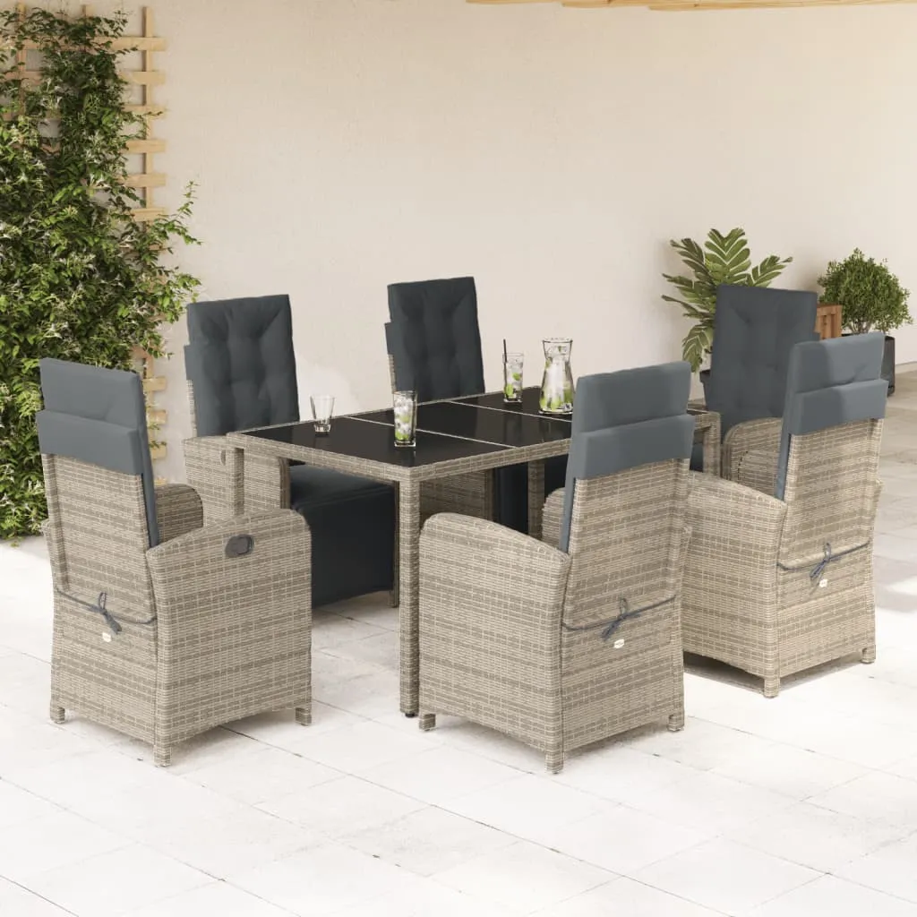 vidaXL Set da Pranzo da Giardino 7 pz con Cuscini in Polyrattan Grigio