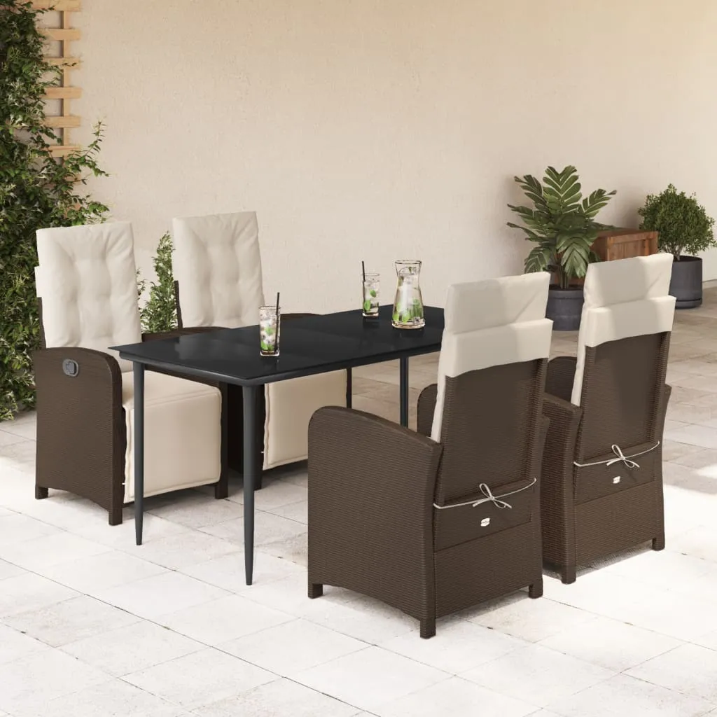 vidaXL Set da Pranzo da Giardino 5pz con Cuscini in Polyrattan Marrone