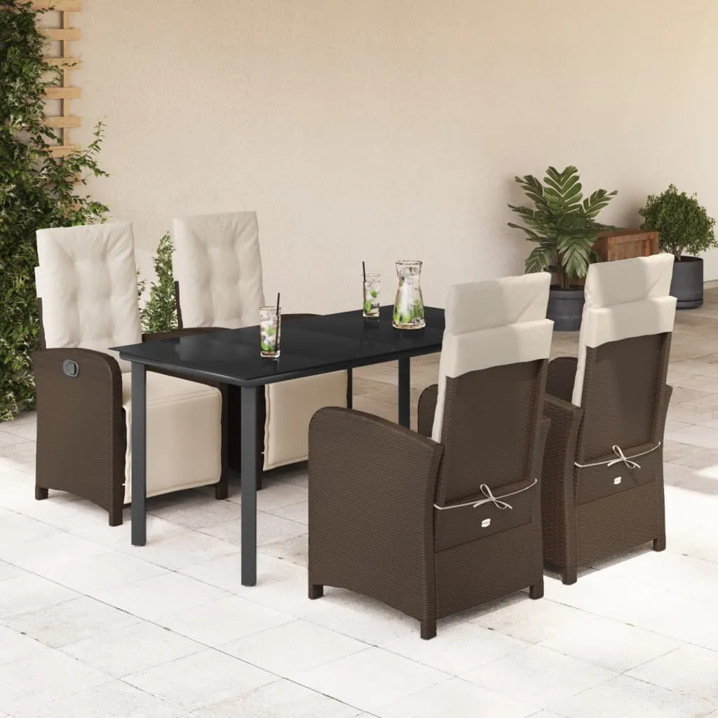 vidaXL Set da Pranzo da Giardino 5pz con Cuscini in Polyrattan Marrone