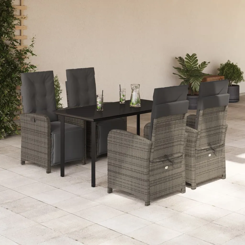 vidaXL Set da Pranzo da Giardino 5 pz con Cuscini in Polyrattan Grigio