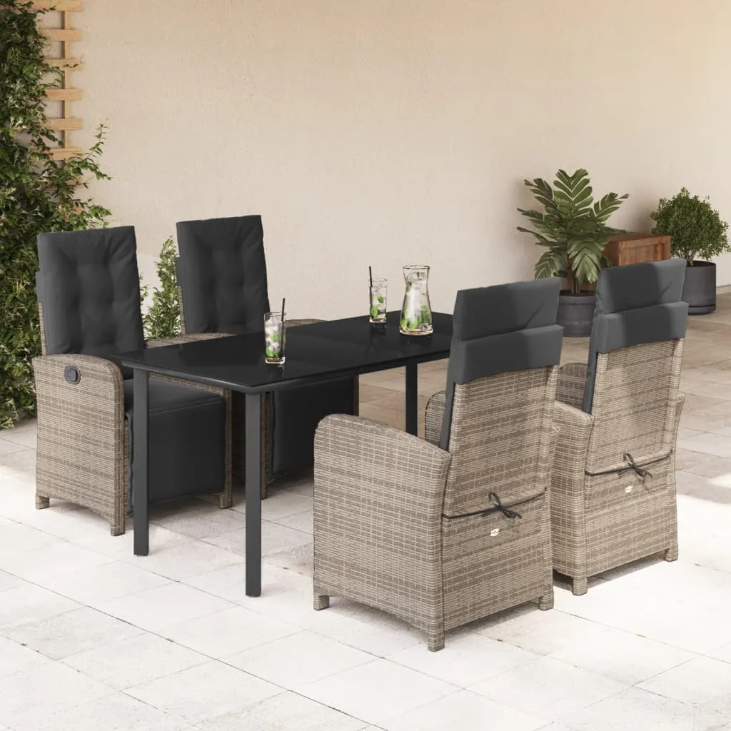 vidaXL Set da Pranzo da Giardino 5 pz con Cuscini in Polyrattan Grigio