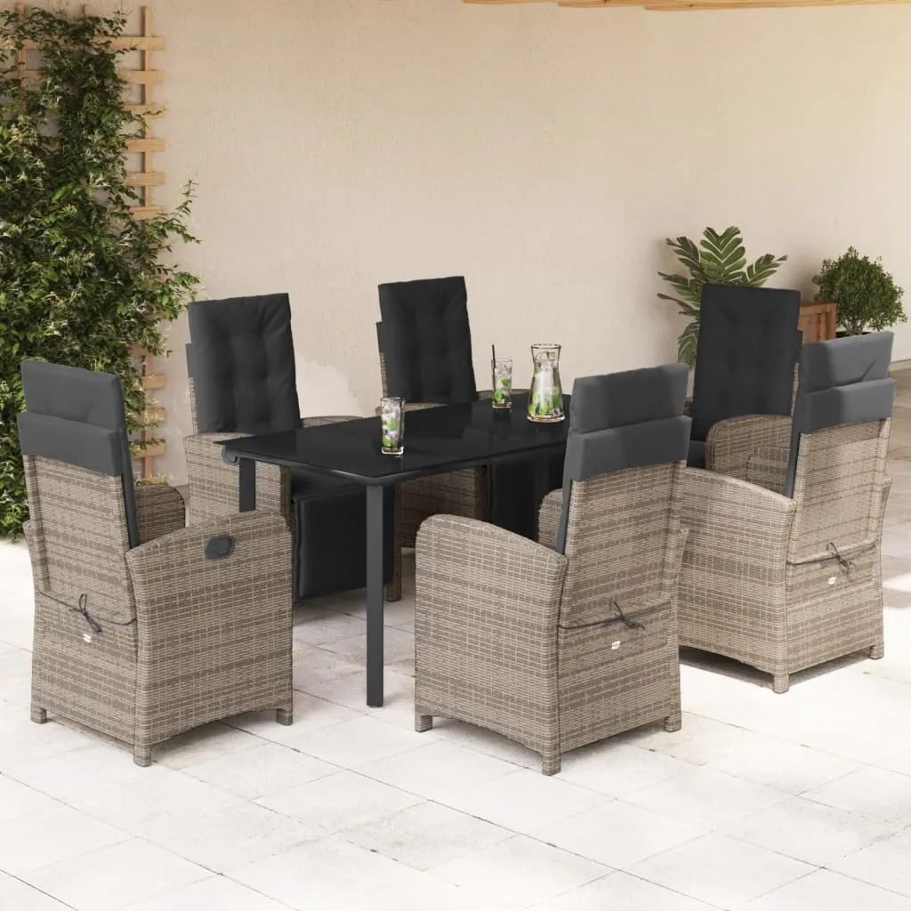 vidaXL Set da Pranzo da Giardino 7 pz con Cuscini in Polyrattan Grigio