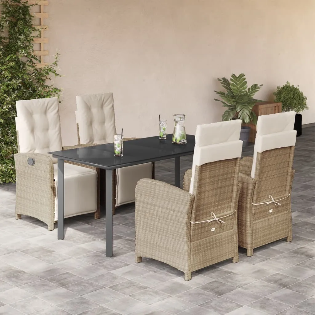 vidaXL Set da Pranzo da Giardino 5 pz con Cuscini Beige in Polyrattan