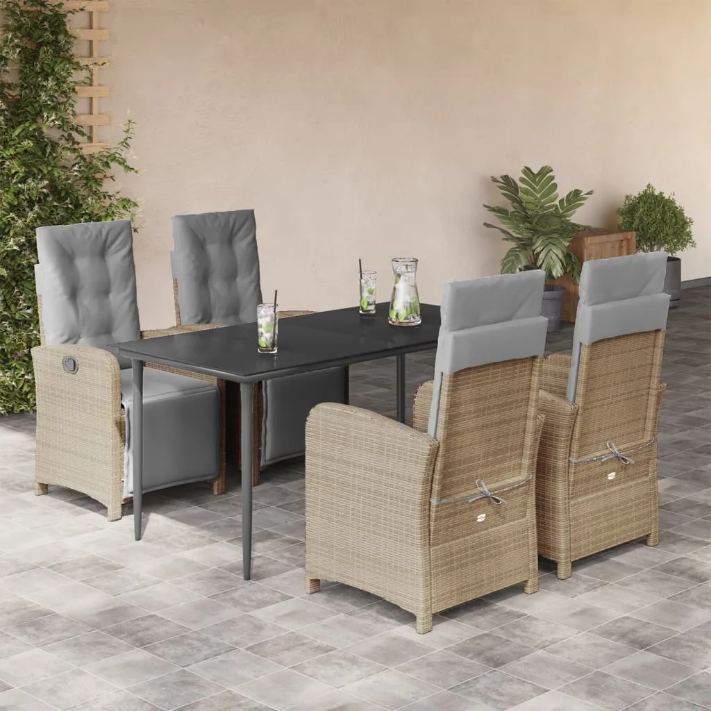 vidaXL Set da Pranzo da Giardino 5 pz con Cuscini Beige in Polyrattan