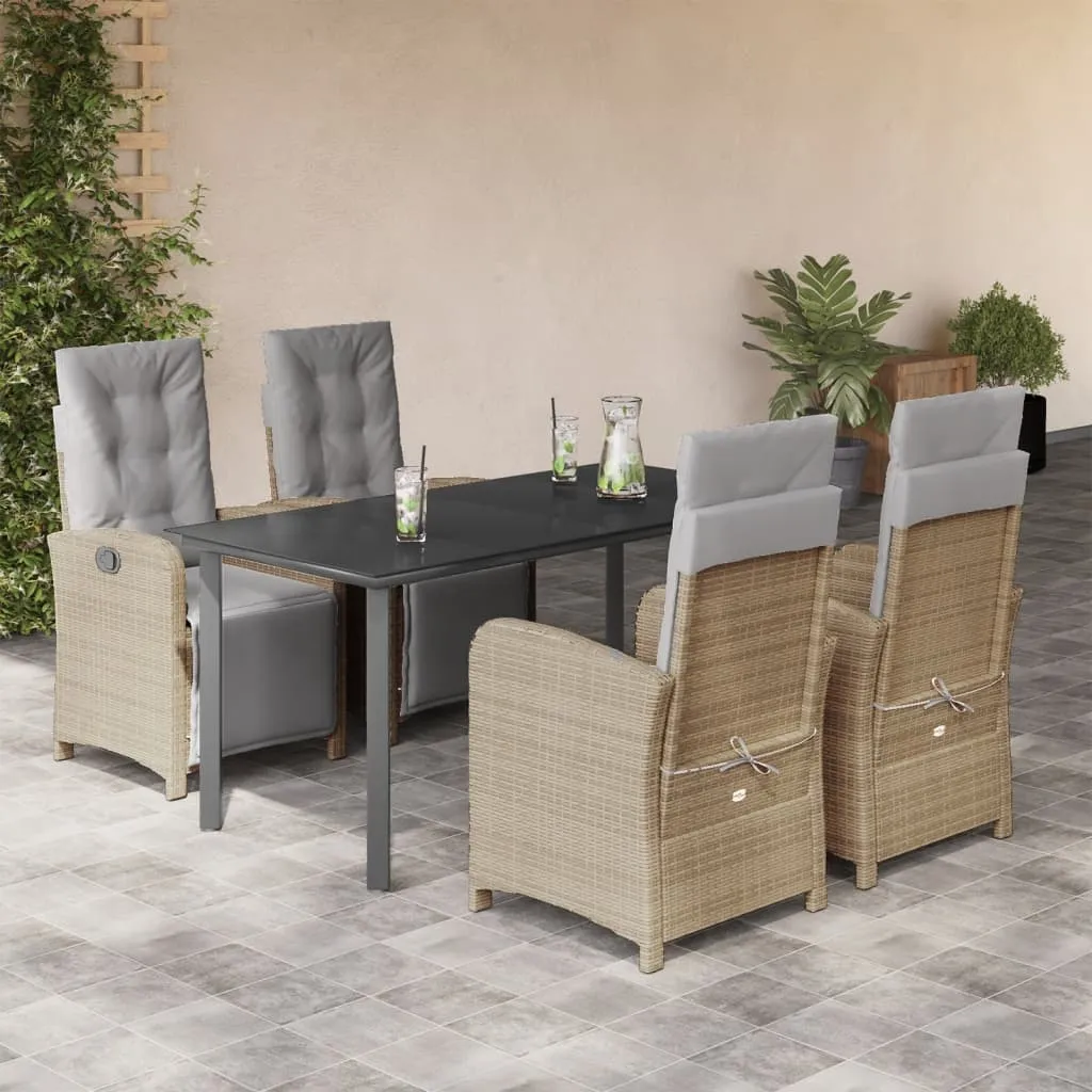 vidaXL Set da Pranzo da Giardino 5 pz con Cuscini Beige in Polyrattan