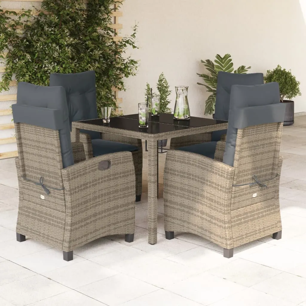 vidaXL Set da Pranzo da Giardino 5 pz con Cuscini in Polyrattan Grigio