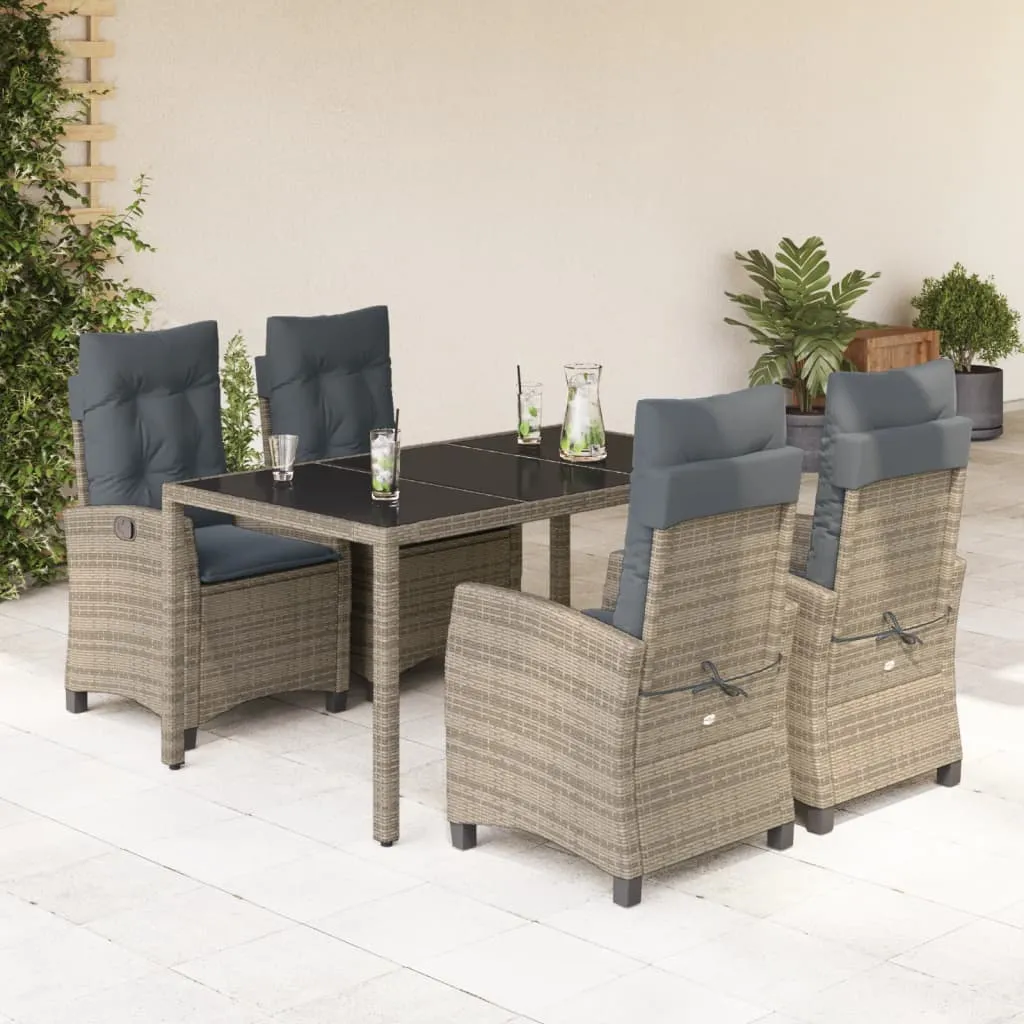 vidaXL Set da Pranzo da Giardino 5 pz con Cuscini in Polyrattan Grigio