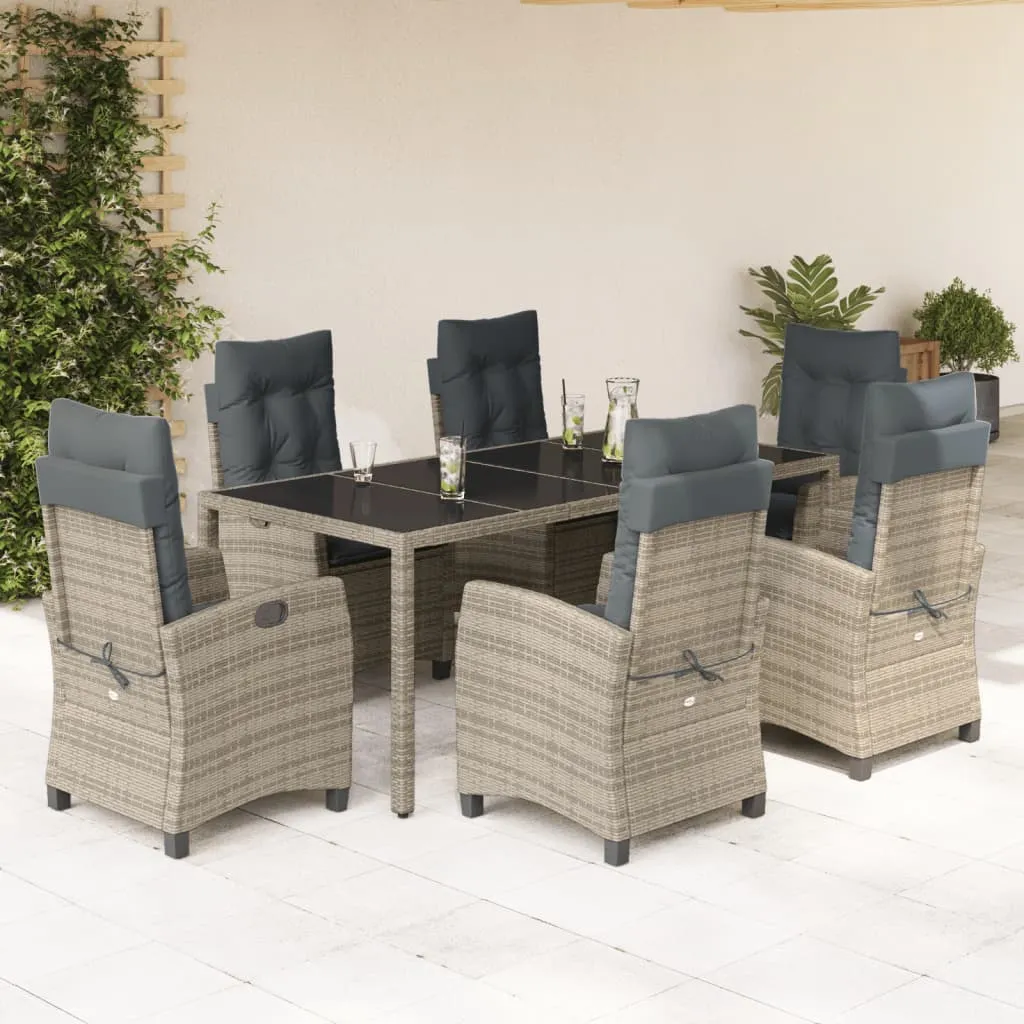 vidaXL Set da Pranzo da Giardino 7 pz con Cuscini in Polyrattan Grigio