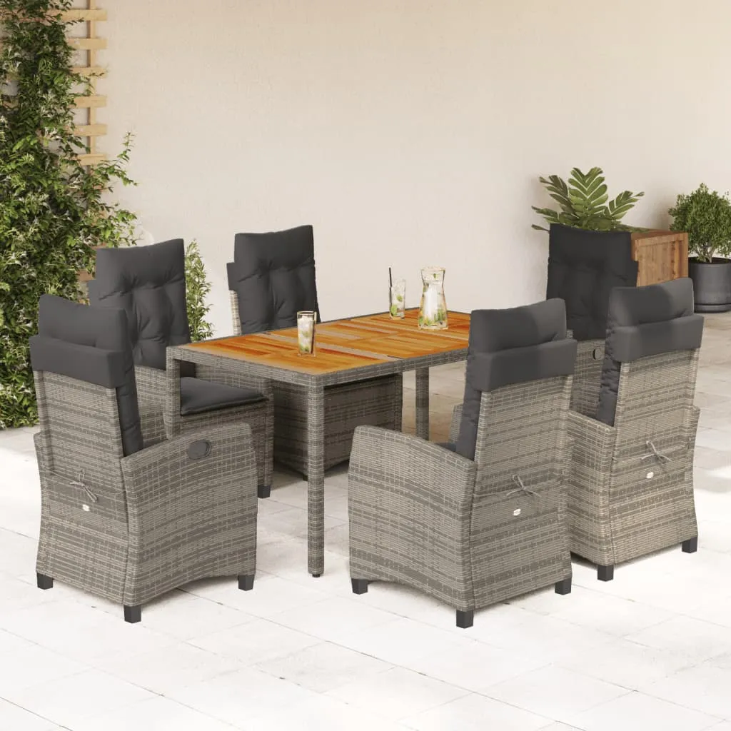 vidaXL Set da Pranzo da Giardino 7 pz con Cuscini in Polyrattan Grigio