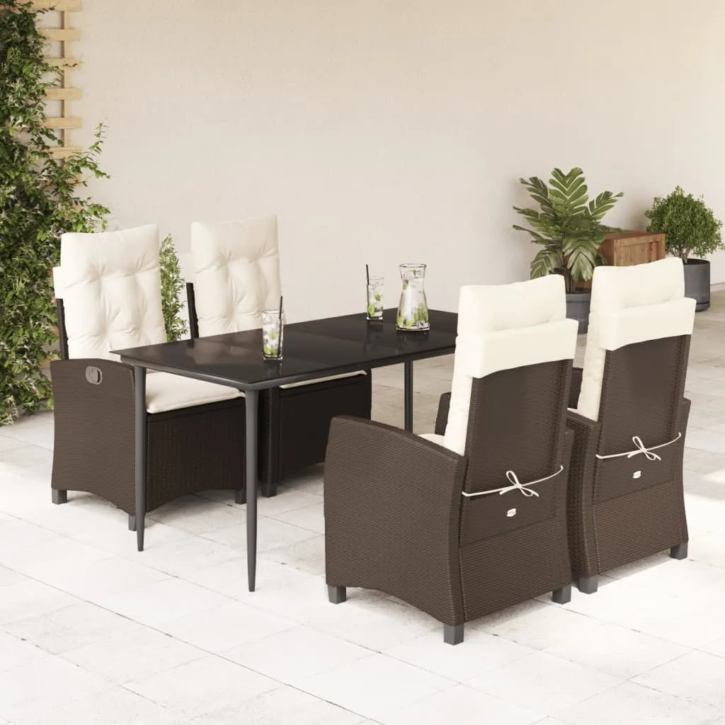 vidaXL Set da Pranzo da Giardino 5pz con Cuscini in Polyrattan Marrone