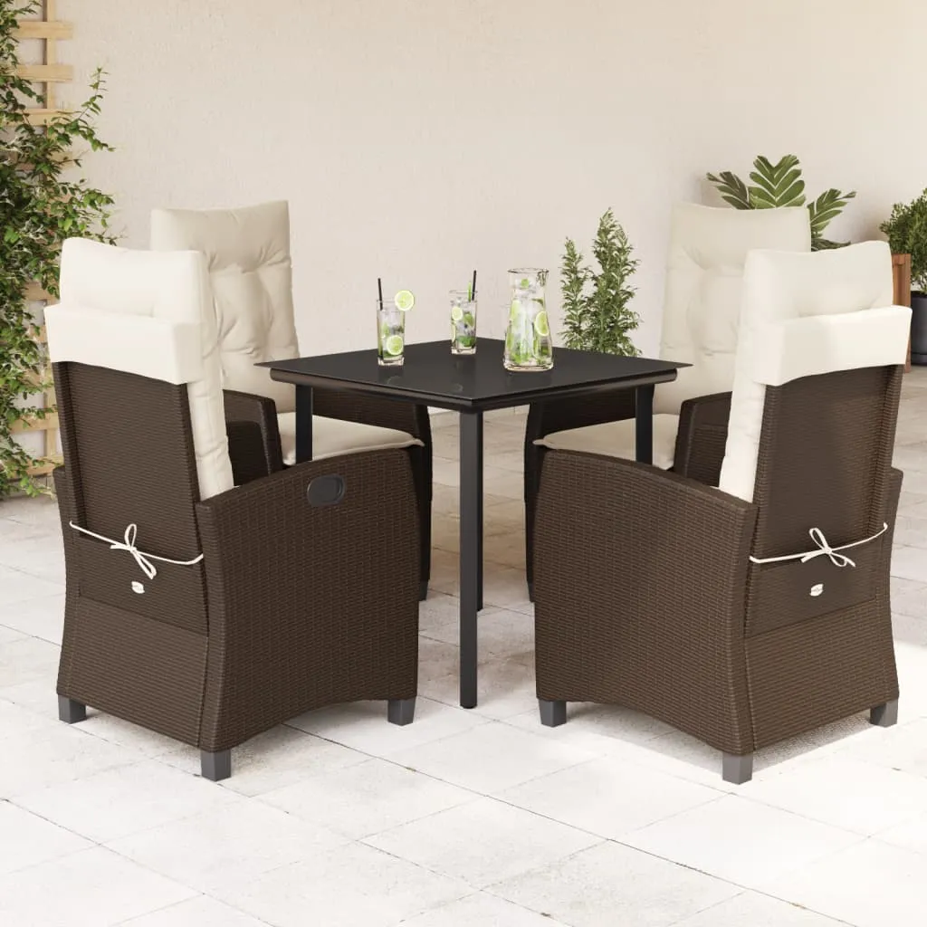 vidaXL Set da Pranzo da Giardino 5pz con Cuscini in Polyrattan Marrone