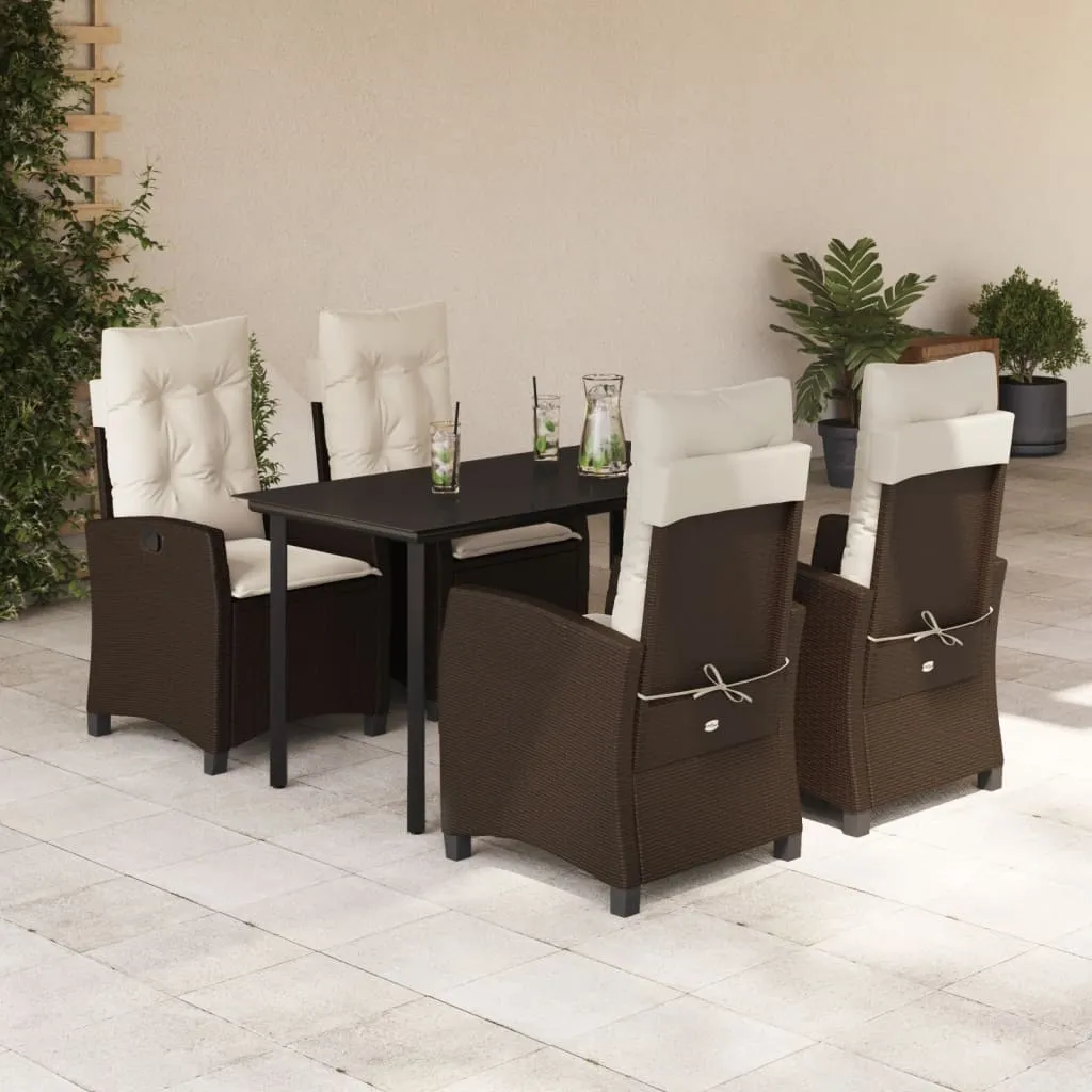 vidaXL Set da Pranzo da Giardino 5pz con Cuscini in Polyrattan Marrone