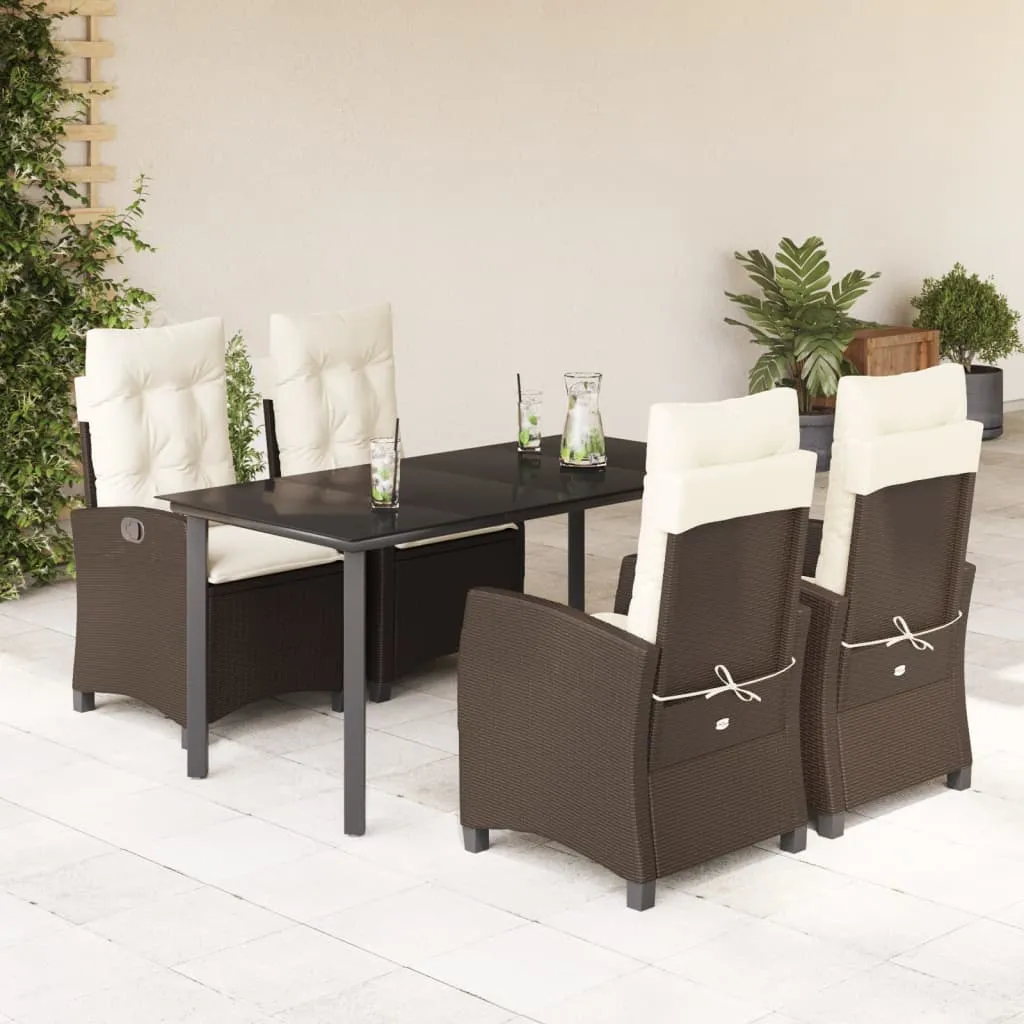 vidaXL Set da Pranzo da Giardino 5pz con Cuscini in Polyrattan Marrone