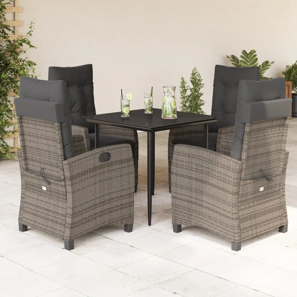 vidaXL Set da Pranzo da Giardino 5 pz con Cuscini in Polyrattan Grigio