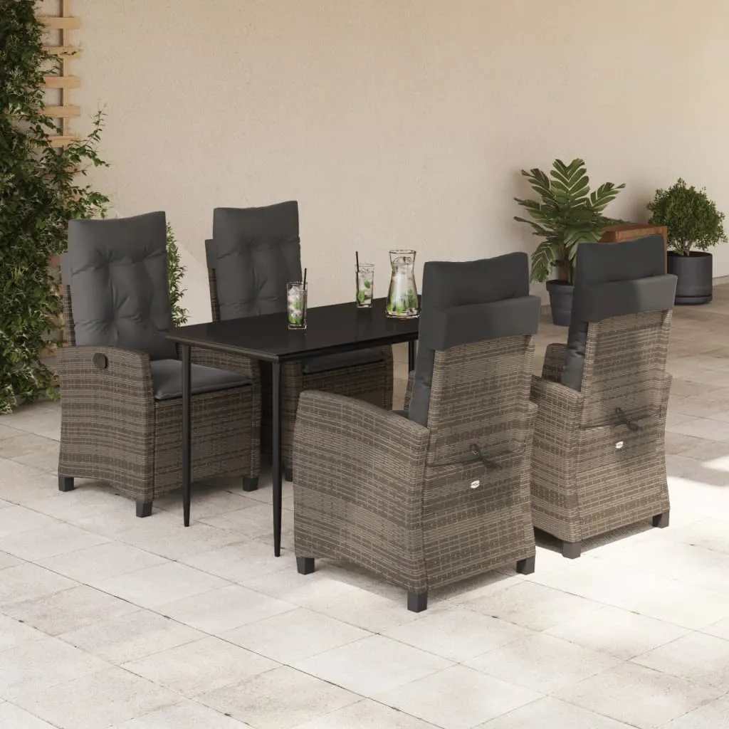 vidaXL Set da Pranzo da Giardino 5 pz con Cuscini in Polyrattan Grigio