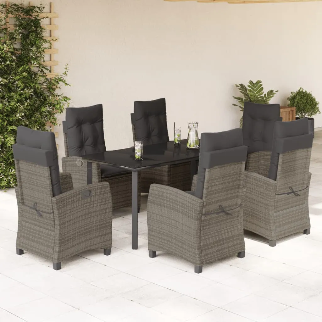 vidaXL Set da Pranzo da Giardino 7 pz con Cuscini in Polyrattan Grigio