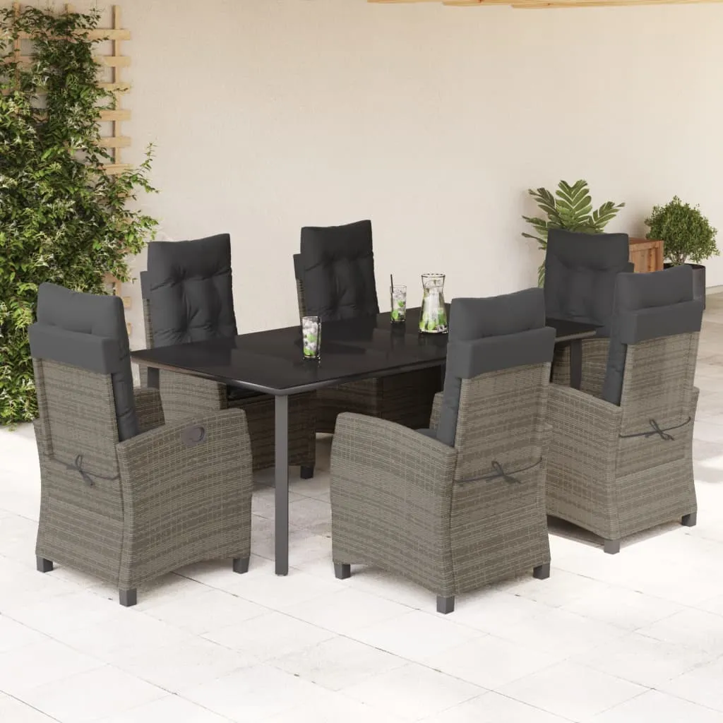 vidaXL Set da Pranzo da Giardino 7 pz con Cuscini in Polyrattan Grigio