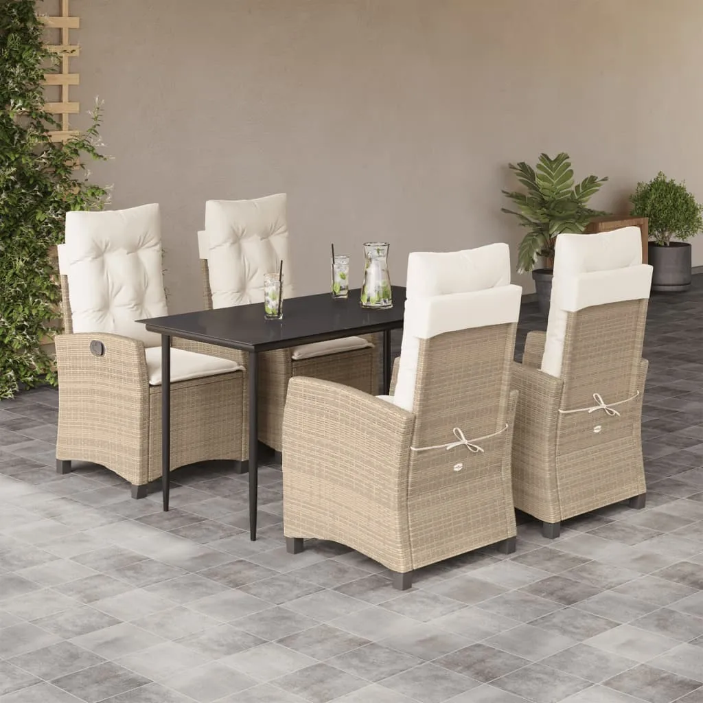 vidaXL Set da Pranzo da Giardino 5 pz con Cuscini Beige in Polyrattan