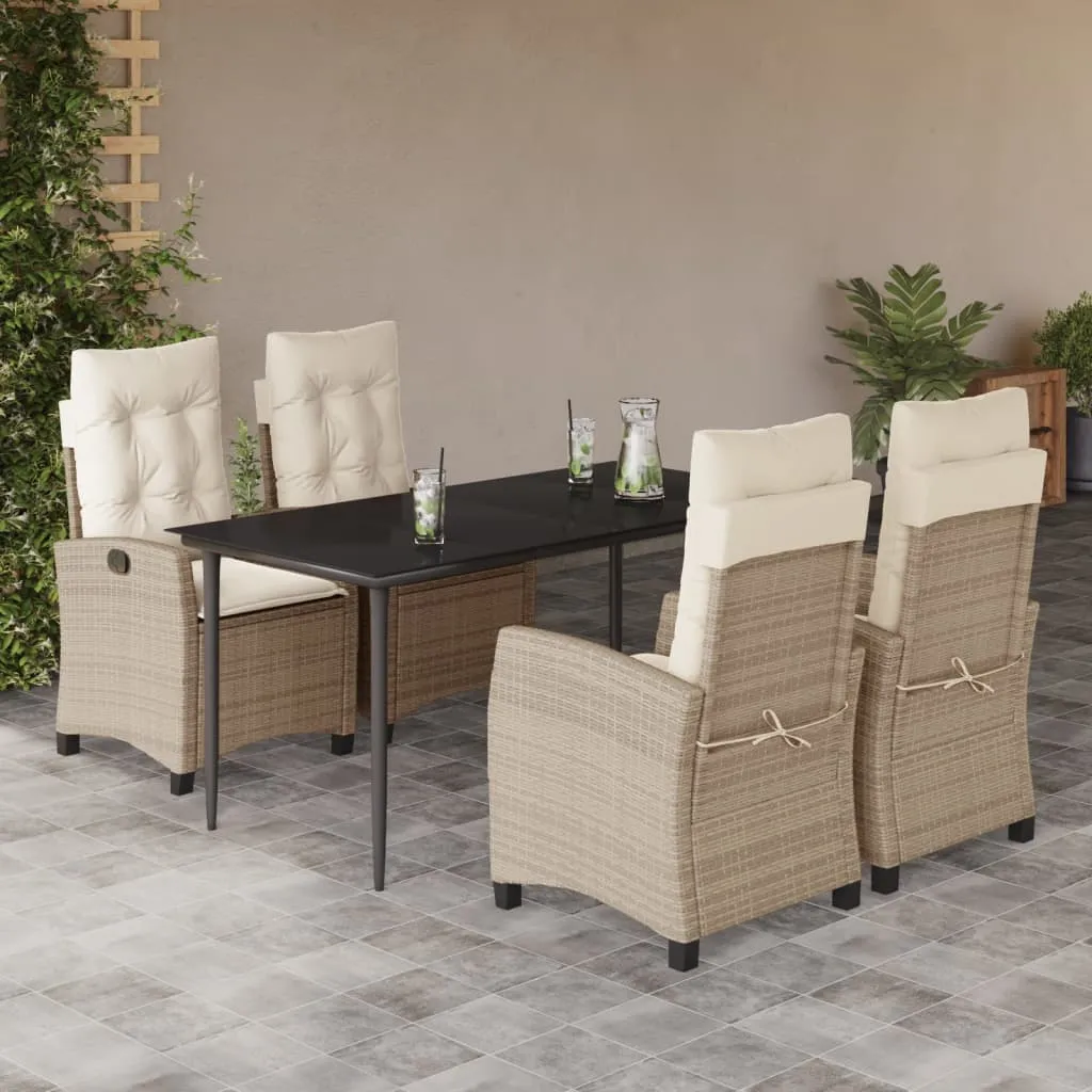 vidaXL Set da Pranzo da Giardino 5 pz con Cuscini Beige in Polyrattan