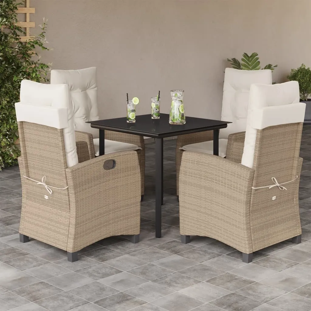 vidaXL Set da Pranzo da Giardino 5 pz con Cuscini Beige in Polyrattan