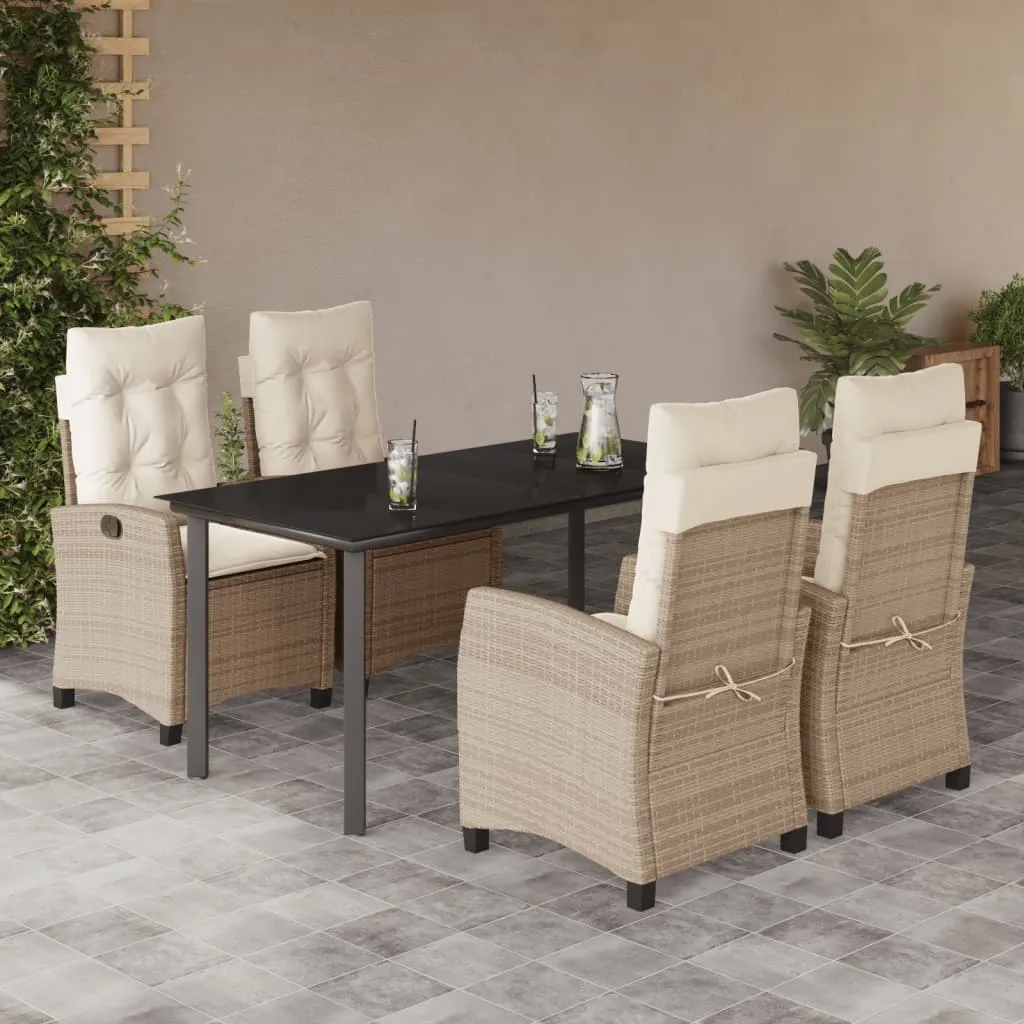 vidaXL Set da Pranzo da Giardino 5 pz con Cuscini Beige in Polyrattan