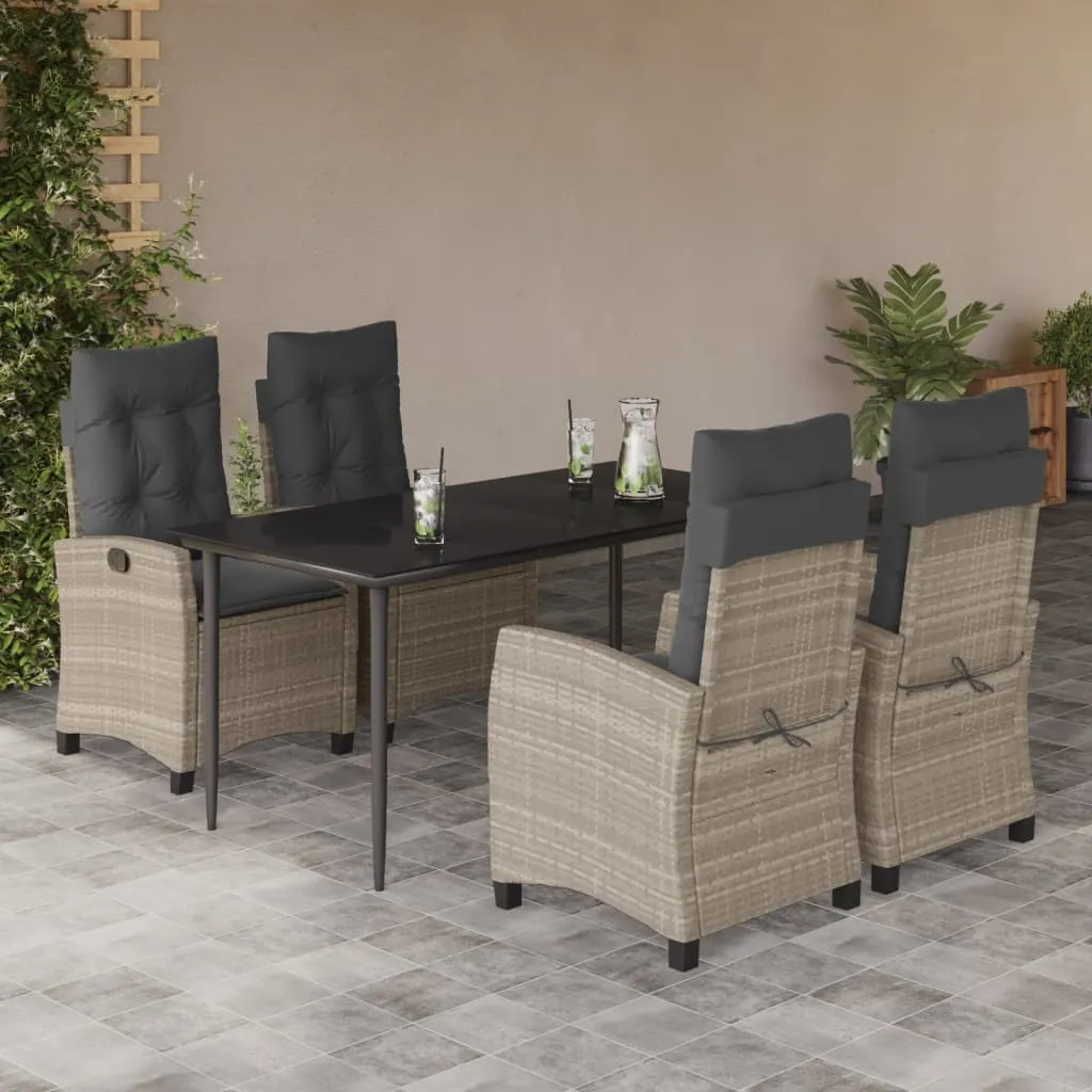 vidaXL Set Pranzo da Giardino 5pz con Cuscini Grigio Chiaro Polyrattan