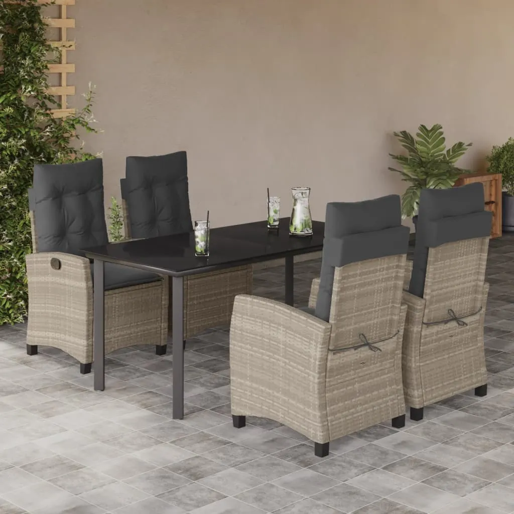 vidaXL Set Pranzo da Giardino 5pz con Cuscini Grigio Chiaro Polyrattan