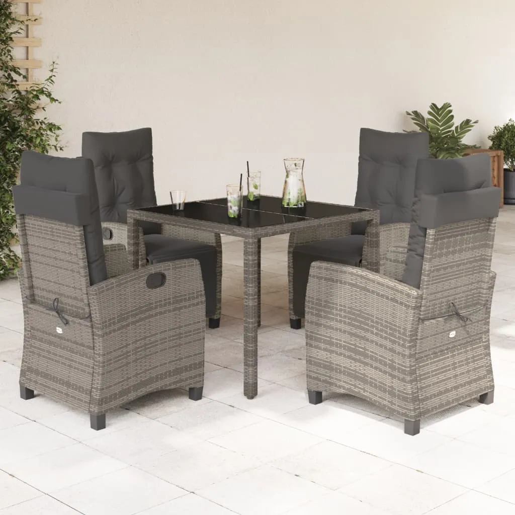 vidaXL Set da Pranzo da Giardino 5 pz con Cuscini in Polyrattan Grigio