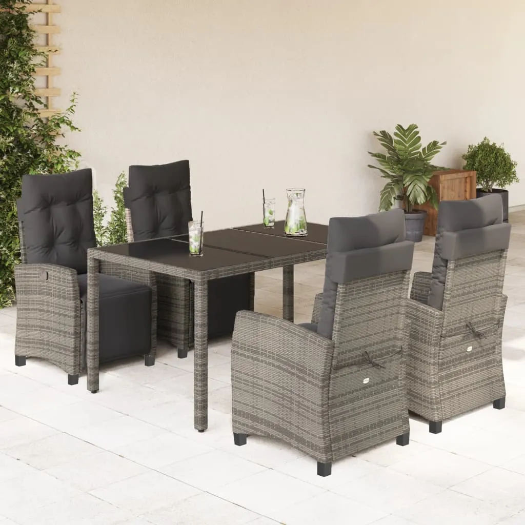 vidaXL Set da Pranzo da Giardino 5 pz con Cuscini in Polyrattan Grigio