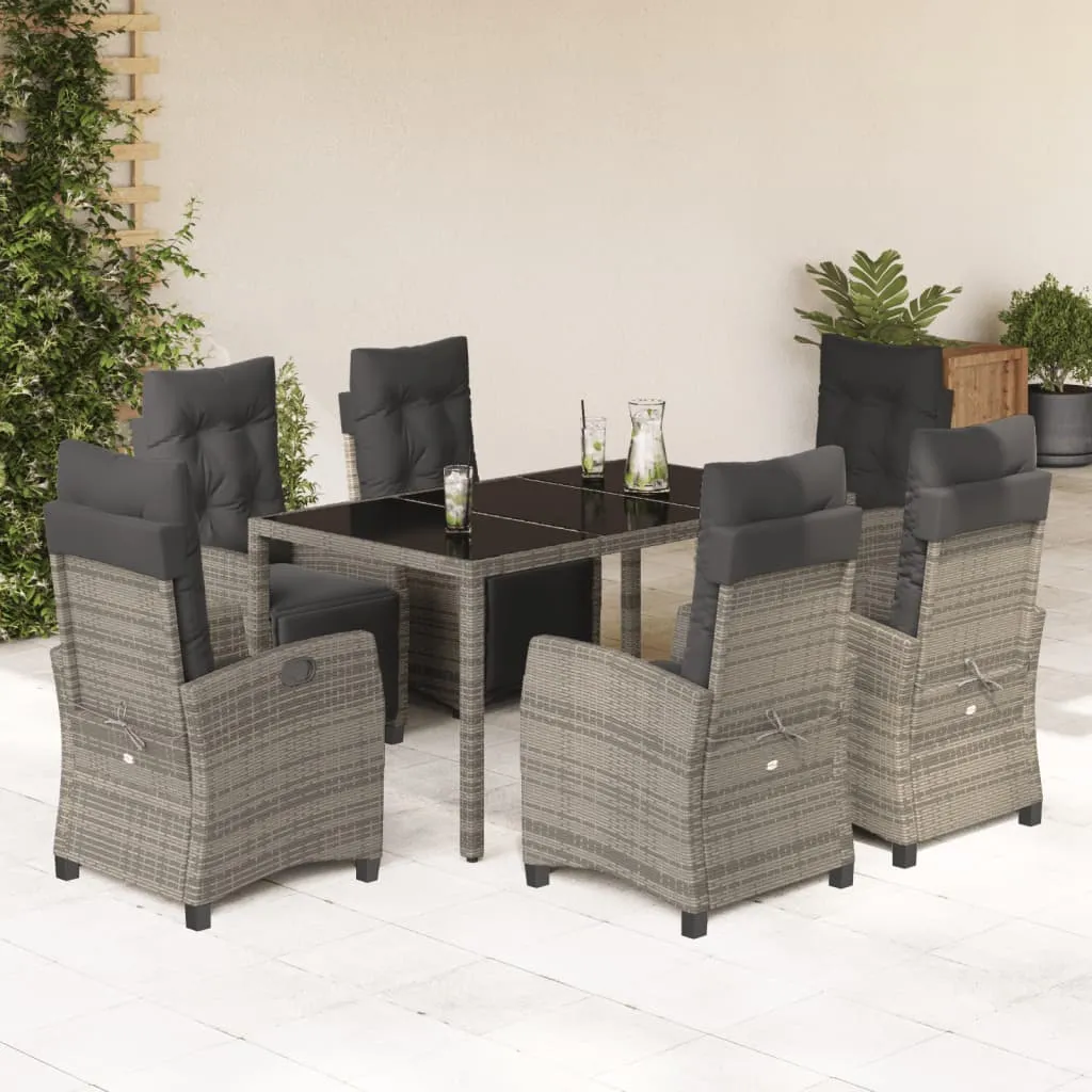 vidaXL Set da Pranzo da Giardino 7 pz con Cuscini in Polyrattan Grigio