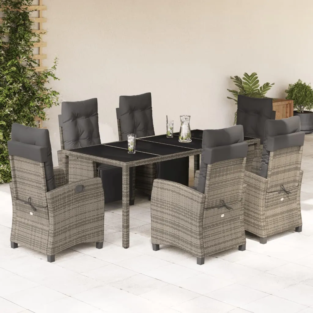 vidaXL Set da Pranzo da Giardino 7 pz con Cuscini in Polyrattan Grigio