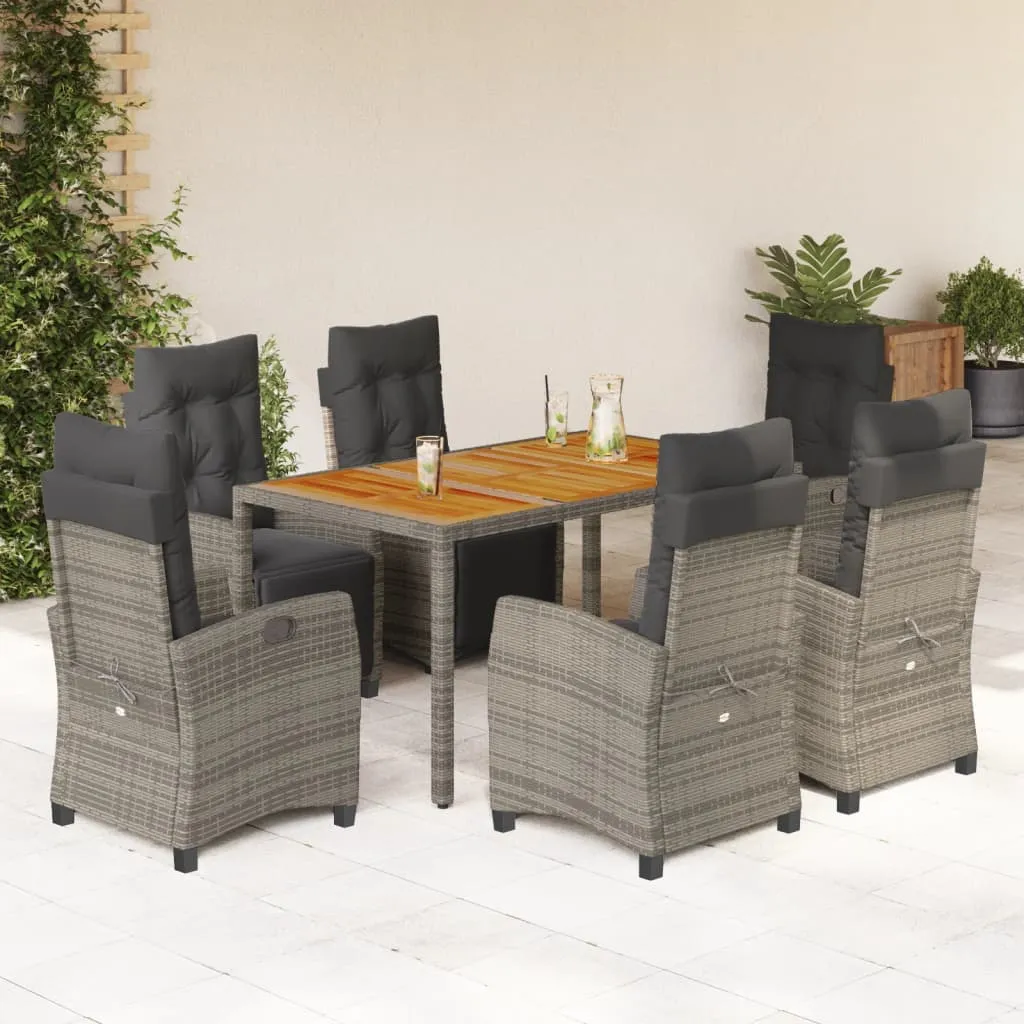 vidaXL Set da Pranzo da Giardino 7 pz con Cuscini in Polyrattan Grigio