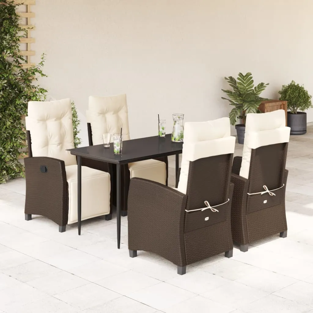 vidaXL Set da Pranzo da Giardino 5pz con Cuscini in Polyrattan Marrone