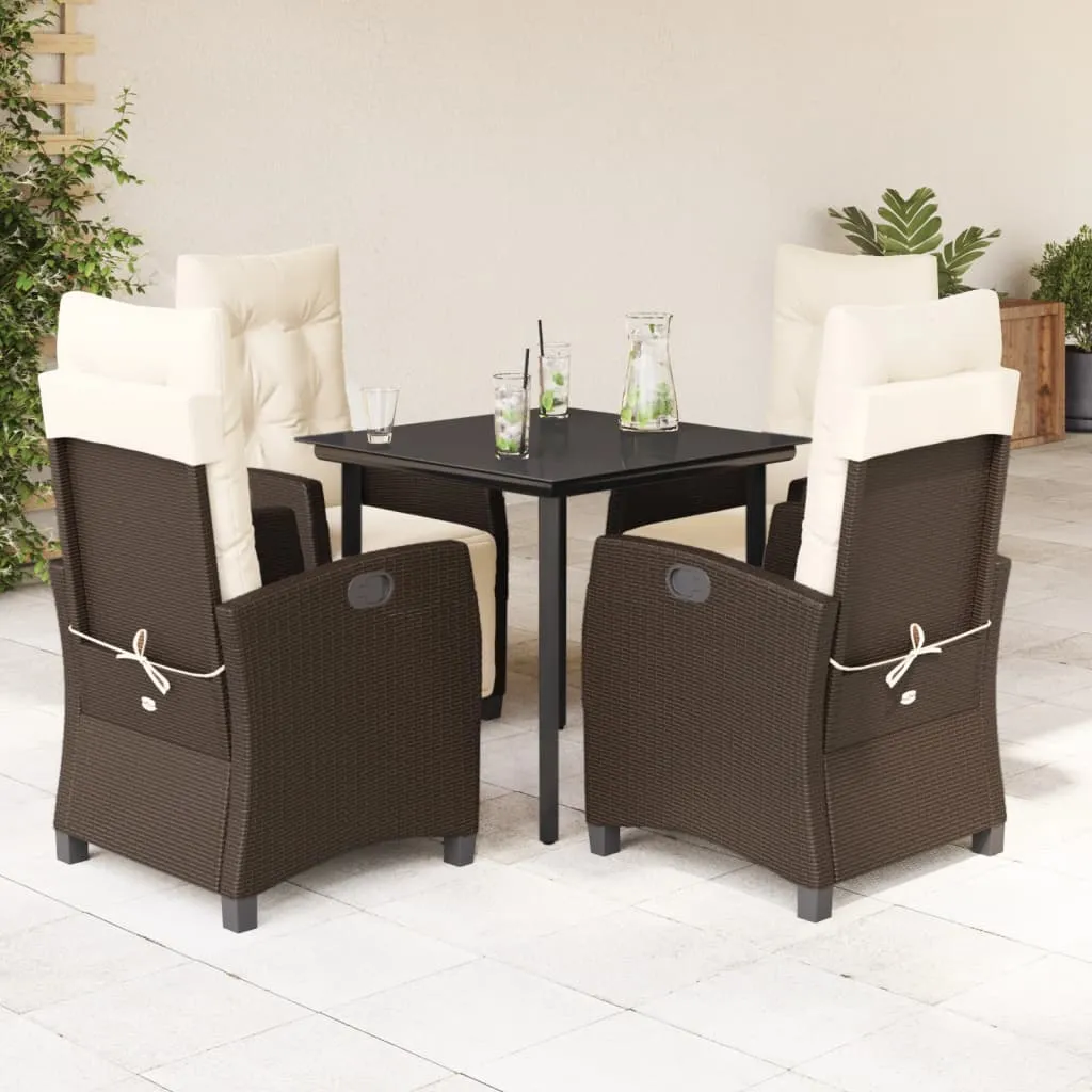 vidaXL Set da Pranzo da Giardino 5pz con Cuscini in Polyrattan Marrone