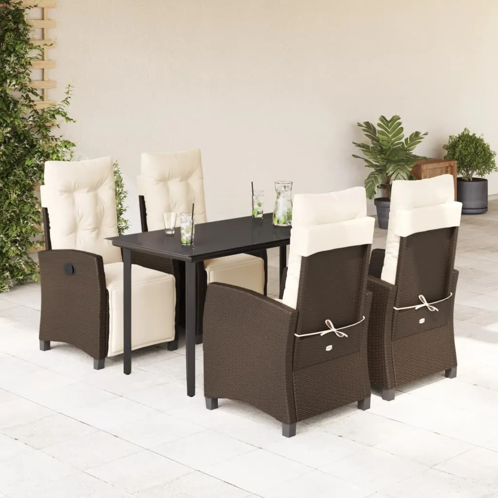 vidaXL Set da Pranzo da Giardino 5pz con Cuscini in Polyrattan Marrone