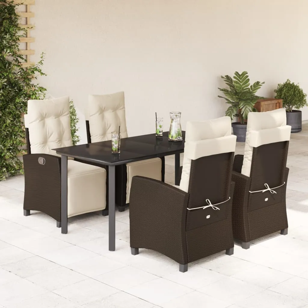 vidaXL Set da Pranzo da Giardino 5pz con Cuscini in Polyrattan Marrone