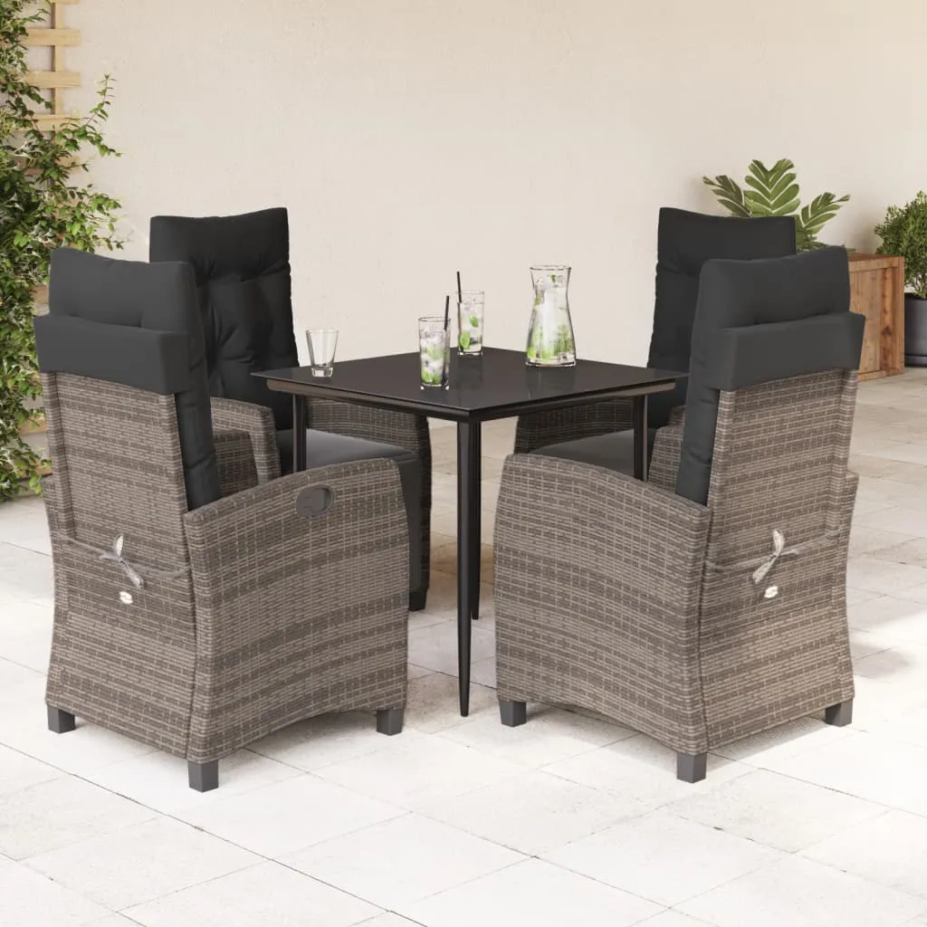 vidaXL Set da Pranzo da Giardino 5 pz con Cuscini in Polyrattan Grigio