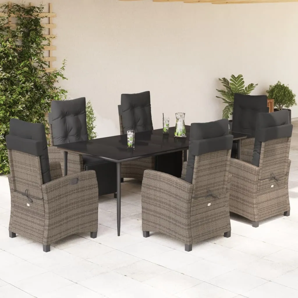 vidaXL Set da Pranzo da Giardino 7 pz con Cuscini in Polyrattan Grigio