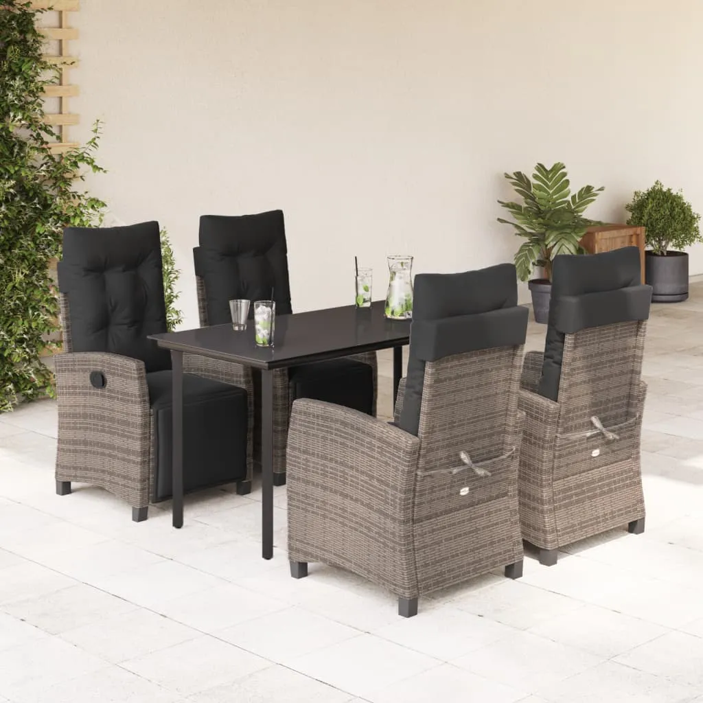 vidaXL Set da Pranzo da Giardino 5 pz con Cuscini in Polyrattan Grigio