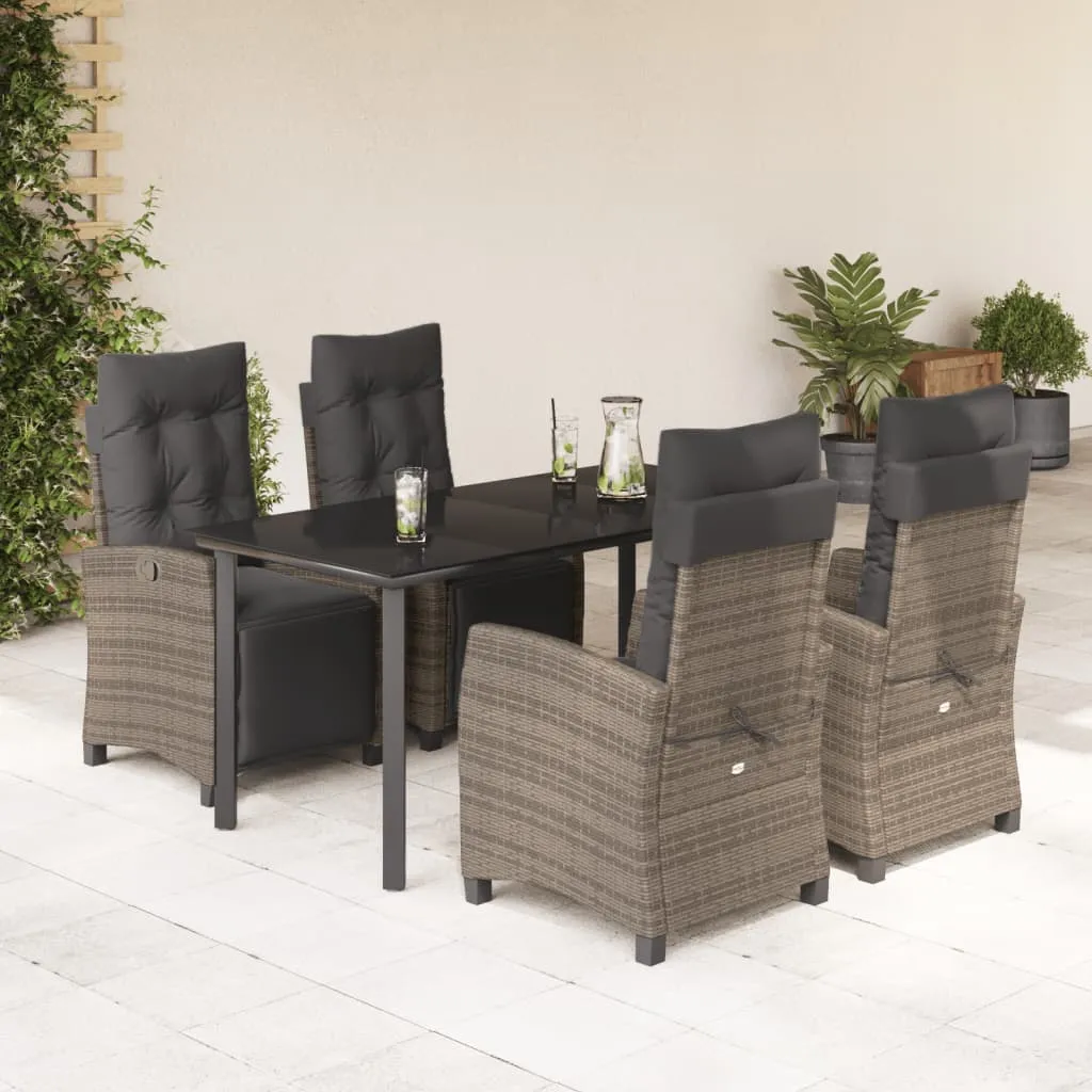 vidaXL Set da Pranzo da Giardino 5 pz con Cuscini in Polyrattan Grigio