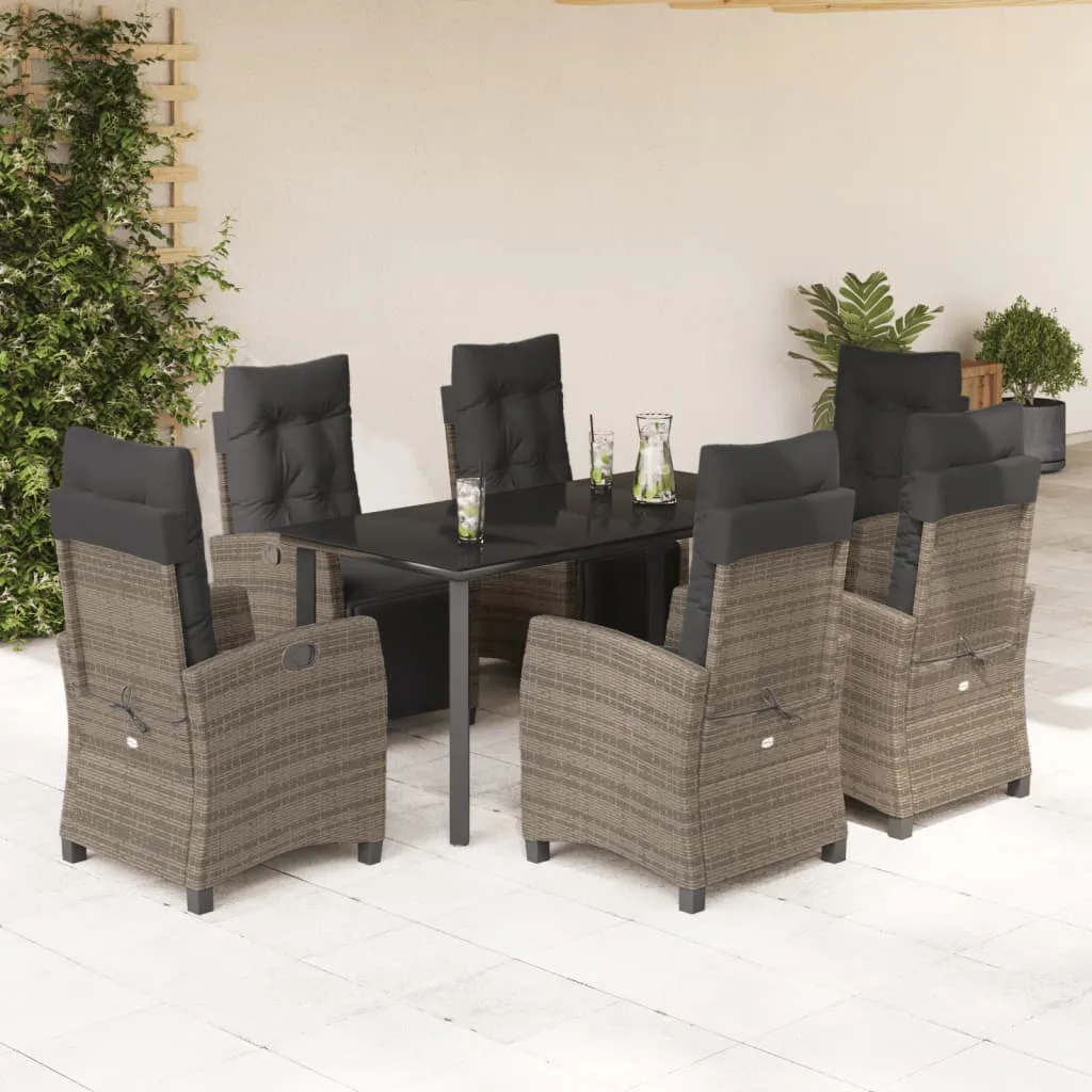 vidaXL Set da Pranzo da Giardino 7 pz con Cuscini in Polyrattan Grigio