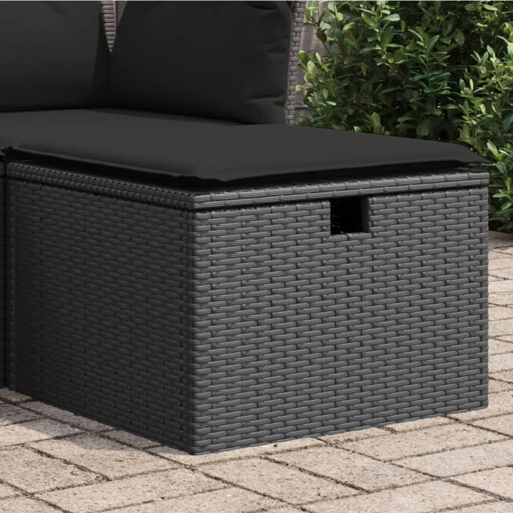 vidaXL Sgabello Giardino con Cuscino Nero 55x55x37 cm in Polyrattan